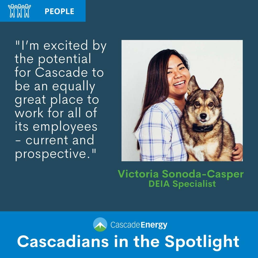 Cascade employee smiling with dog